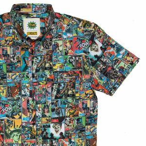 RSVLTS X Batman Pow! Boom! Zing! Sz Medium Mens KUNUFLEX Button Shirt TV Series